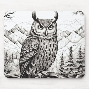 Friedliche Landschaft Prairie Sketch Zeichnend Sti Mousepad