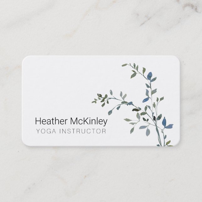 Friedliche Leaf Greenery Minimal Business Card Terminkarte (Vorderseite)