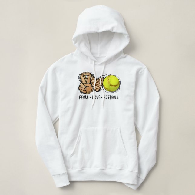 Friedliche Liebe Softball Mütter Muttertagssoftwar Hoodie (Design vorne)