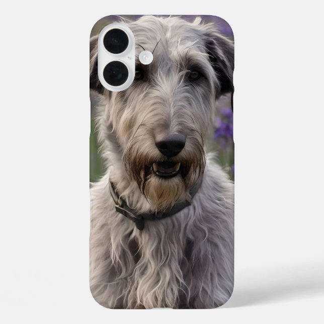 Friedliche Majestät: Wolfshund auf violettem Iris- Case-Mate iPhone Hülle (Rückseite)