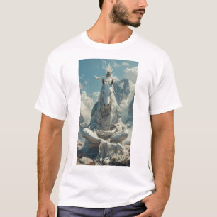 Friedliche Meditation Anthropomorphes Weißes Pferd T-Shirt