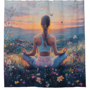 Friedliche Meditation bei Sonnenaufgang (4) Duschvorhang