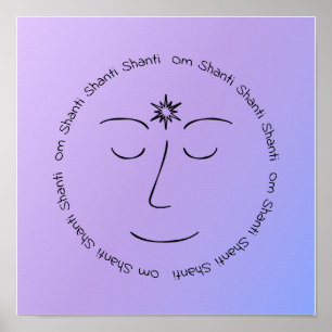 Friedliche Meditation Om Shanti Lila Blue Print Poster