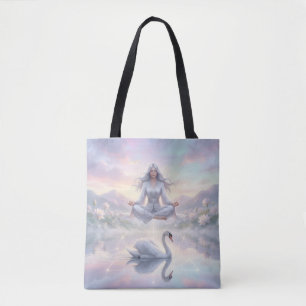 Friedliche Meditationsfrau & Schwan Fantasy-Tasche