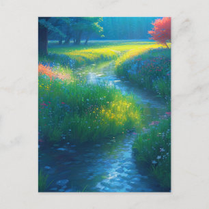 Friedliche Melodie eines Streams Feiertagspostkarte