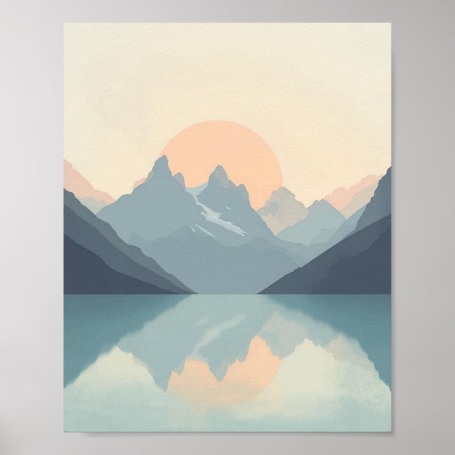 Friedliche minimalistische Bergsonne Poster (Vorne)
