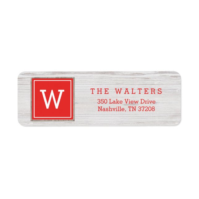 Friedliche Monogram Holiday Rücksendeadressen-Aufk (Vorne)