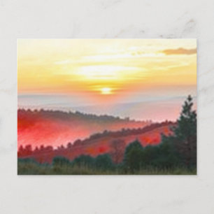 Friedliche Natur-Sonnenuntergangs-Landschaftspostk Postkarte