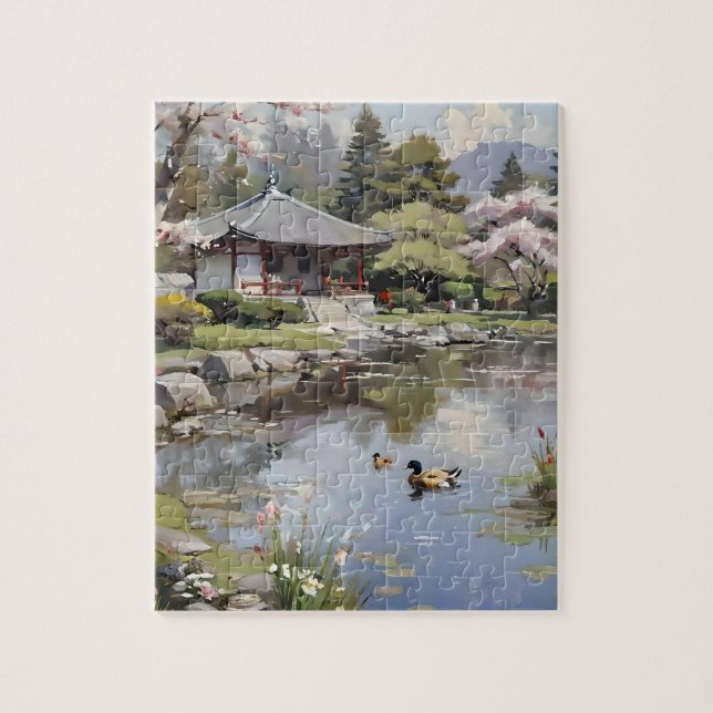 Friedliche Ölfarbe des Zen-Gartens Puzzle (Vertikal)
