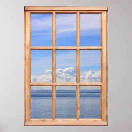 Friedliche Ozeanansicht aus einem Fenster Poster