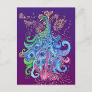 Friedliche Pfauenhausgusskarten Feiertagspostkarte