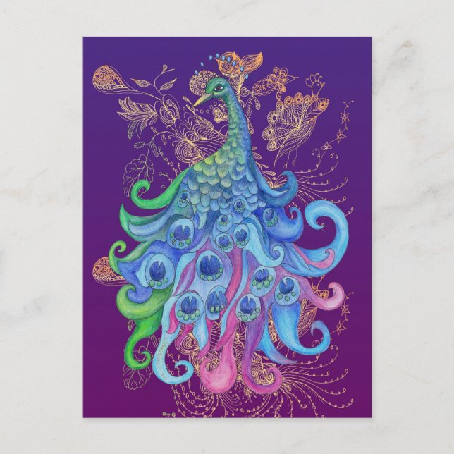 Friedliche Pfauenhausgusskarten Feiertagspostkarte (Vorderseite)
