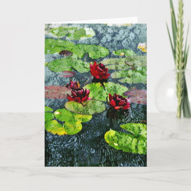 Friedliche Rainy Garden Card Karte (Vorderseite)