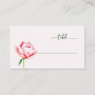 Friedliche rosa Aquarell-Päonie Platzkarte