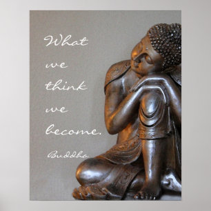 Friedliche ruhende silberne Buddha-Worte der Weish Poster