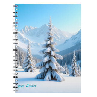 Friedliche schneebedeckte Berglandschaft & Winterk Notizblock