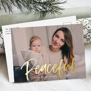 Friedliche Schrift Foto Folien Feiertagspostkarte