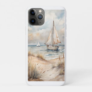 Friedliche Segel-Wasserfarben-Küstenlandschaft Case-Mate iPhone Hülle
