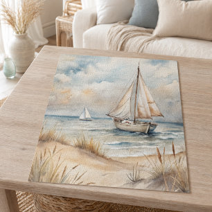 Friedliche Segelwasserfarbe Küste Puzzle