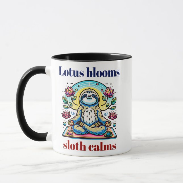 Friedliche Sloth Meditation mit Lotus-Blume Tasse (Links)