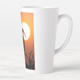 Friedliche Sonnenuntergangs-Storch-Vogel-Silhouett Milchtasse