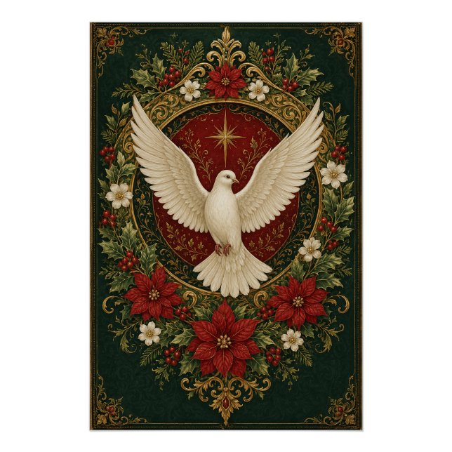 Friedliche Tauben-Weihnacht Poster (Vorderseite)