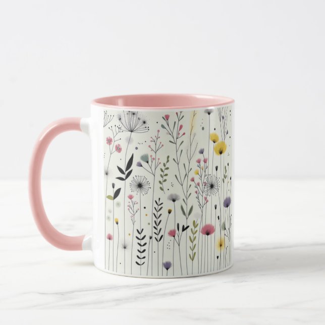 Friedliche Taubenkunst-Tasse, Blumenvogel-Design,  Tasse (Links)