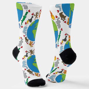 Friedliche Tiere aus Niedlichen Cartoon auf der ga Socken