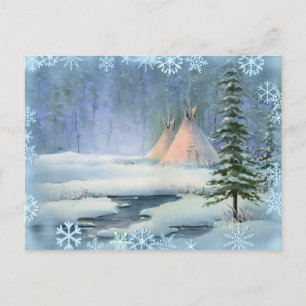 FRIEDLICHE TIPI & SNOWFLAKEN VON SHARON SHARPE POSTKARTE