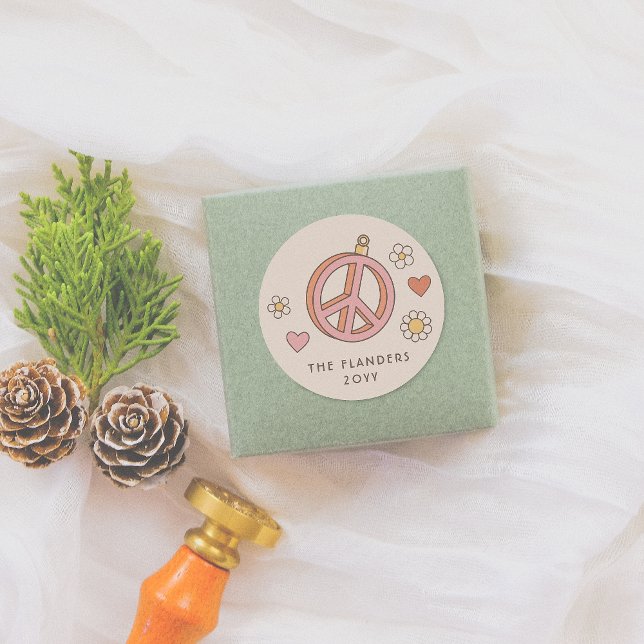 Friedliche und Liebe Bauble Retro Grotto America Runder Aufkleber (Von Creator hochgeladen)