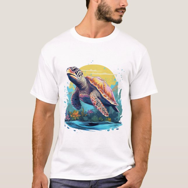 Friedliche Unterwasser-Schildkröte T-Shirt (Vorderseite)
