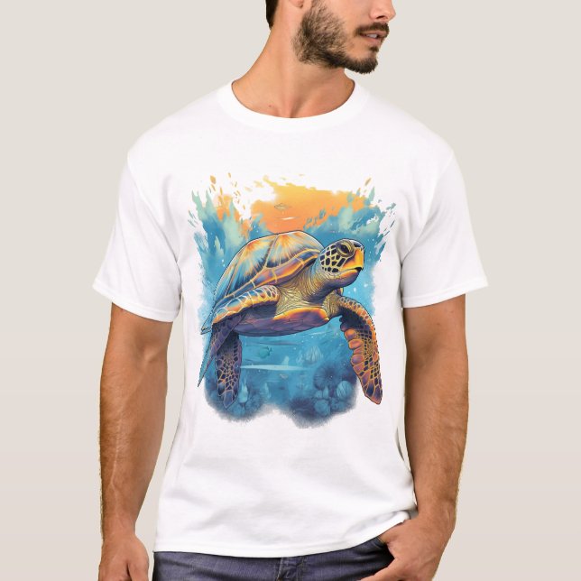 Friedliche Unterwasser-Schildkröte  T-Shirt (Vorderseite)