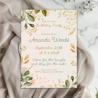 Friedliche Verdant Charm Birthday Celebration Einladung