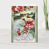 Friedliche Vintage-Szene Segelboote Blumen Geburts