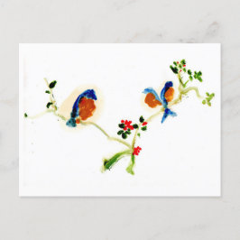 Friedliche Vögel auf der Postkarte des Zweiges