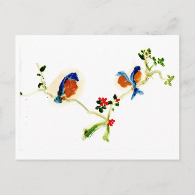 Friedliche Vögel auf der Postkarte des Zweiges (Vorderseite)