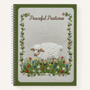 Friedliche Weiden Stickerei Schaf Natur Journal Notizbuch