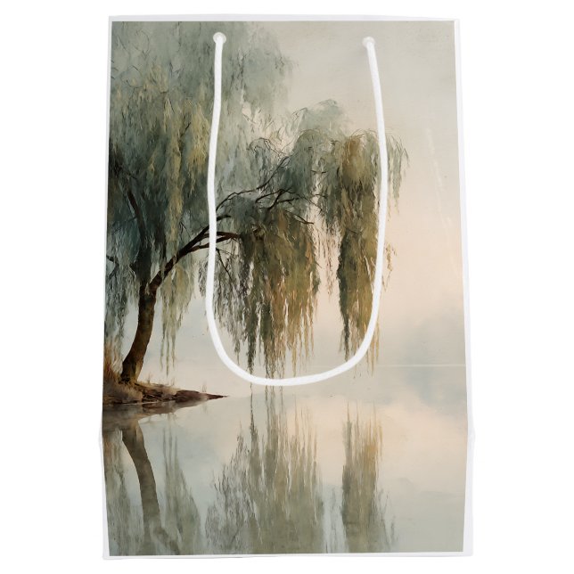Friedliche Weidenbaum-Reflexions-Naturkunst (13) Mittlere Geschenktüte (Rückseite)