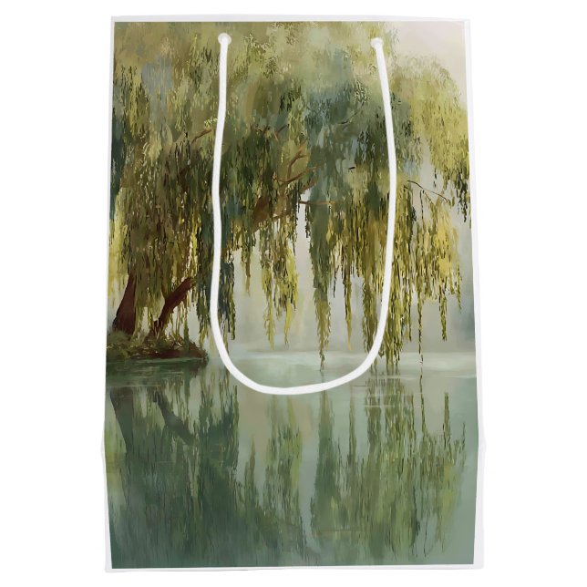 Friedliche Weidenbaum-Reflexions-Naturkunst (8) Mittlere Geschenktüte (Rückseite)