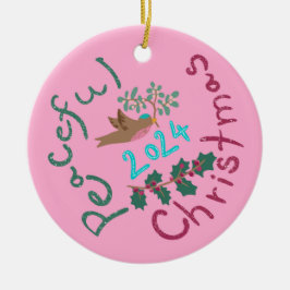 Friedliche Weihnachten 2024 Mistletoe Vogel Orname Keramik Ornament