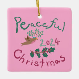 Friedliche Weihnachten 2024 Mistletoe Vogel Orname Keramikornament