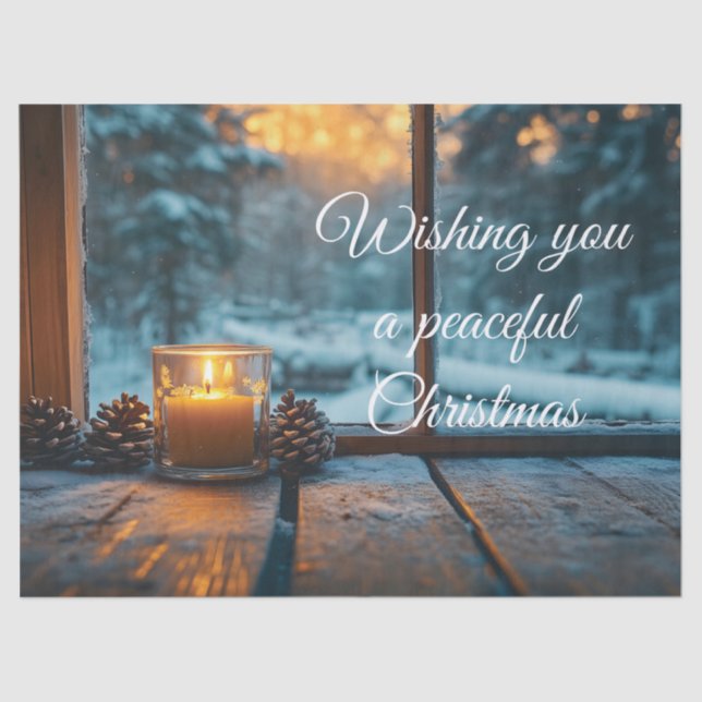 Friedliche Weihnachtsdekoration im Fenster Seidenpapier (Vorderseite)