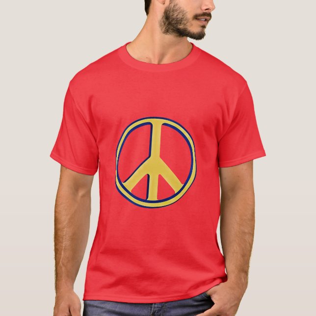 Friedliche Welt: Ikonisches Friedenszeichen T-Shirt (Vorderseite)
