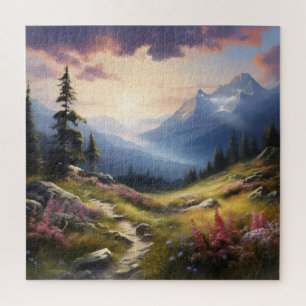 Friedliche Wiese in den Bergen Puzzle