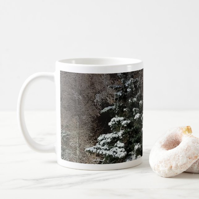 Friedliche Winternachtsbäume Kaffee-Tasse Kaffeetasse (Mit Donut)