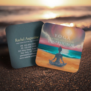 Friedliche Yoga-Meditation Mondlicht Himmel Ozean Quadratische Visitenkarte