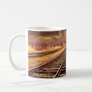 Friedliche Zugschienen Foto Kaffeetasse