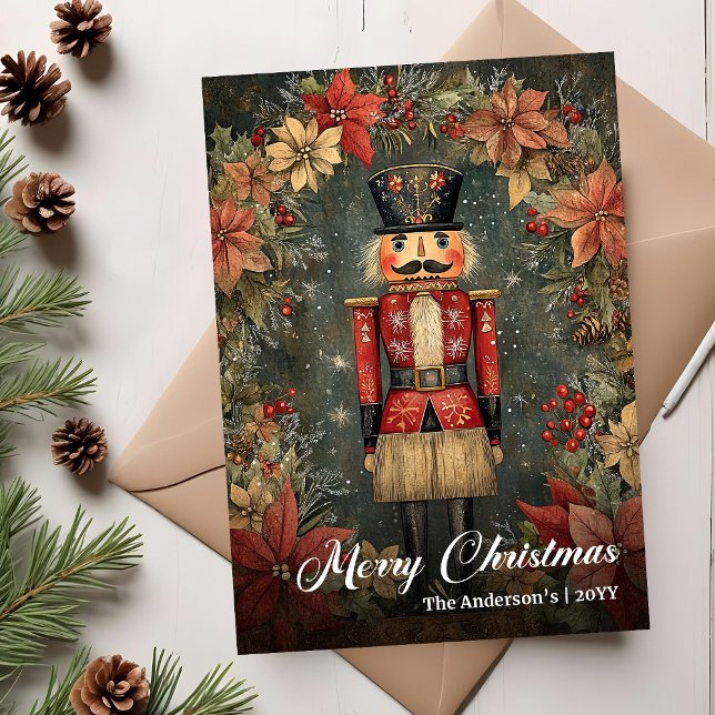 Friedlicher altmodischer Weihnachtsnussknacker Feiertagskarte (Peaceful old fashioned Christmas nutcracker Holiday Card)