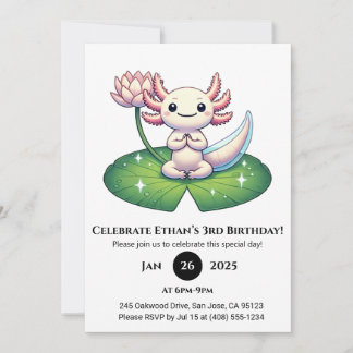 Friedlicher Axolotl zum Geburtstag von Lotus Leaf Einladung
