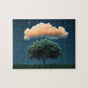 Friedlicher Baum und Wolke – Entspannender Nachthi Puzzle
